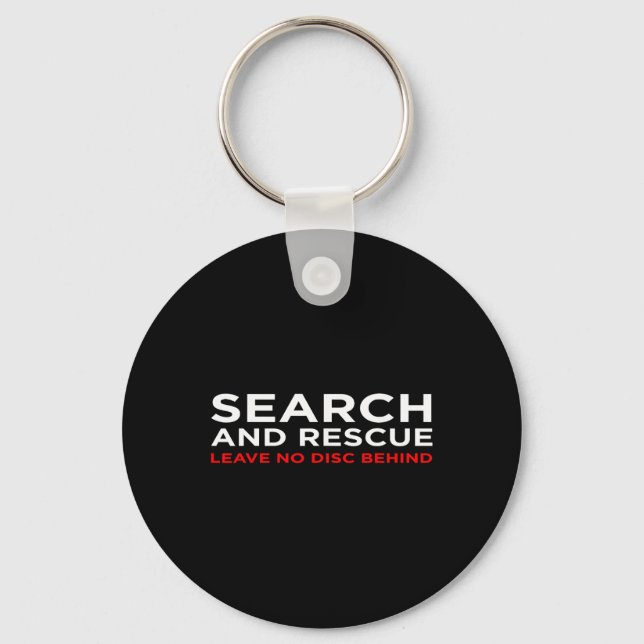 Funny Disc Golf Retro Frisbee Search And Rescue  Keychain (Front)