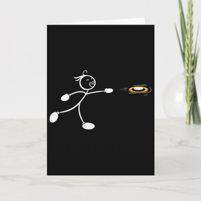 Funny Disc Golf Stickman Drawing  Card (Front)