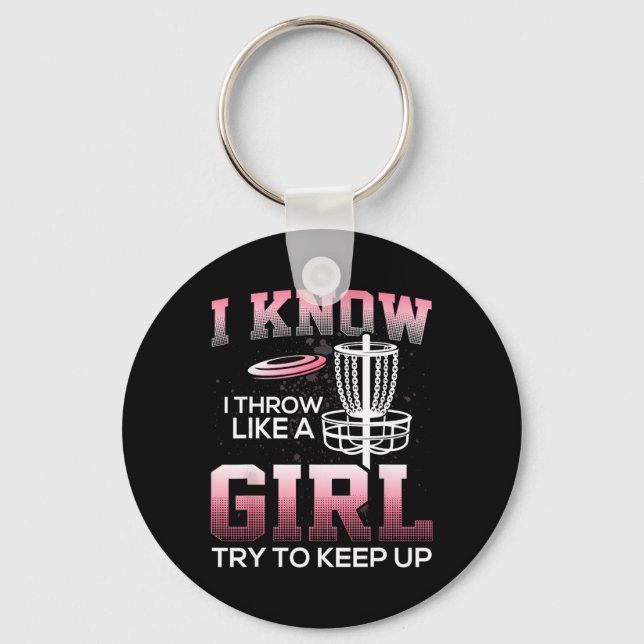 Funny Disc Golf Tee Gifts For Disc Golfers Frisbee Keychain (Front)