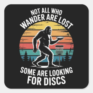 Funny Disc Golf Vintage Bigfoot Golfer Dad Frisbee Square Sticker