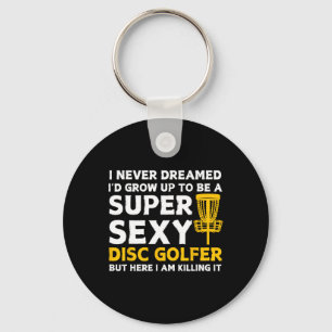 Funny Disc Golfer Art For Men Women Disc Golf Play Keychain