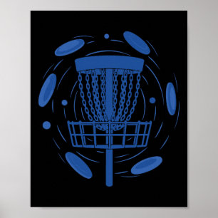 Funny Disc Golfer Flying Disc Scene Poster