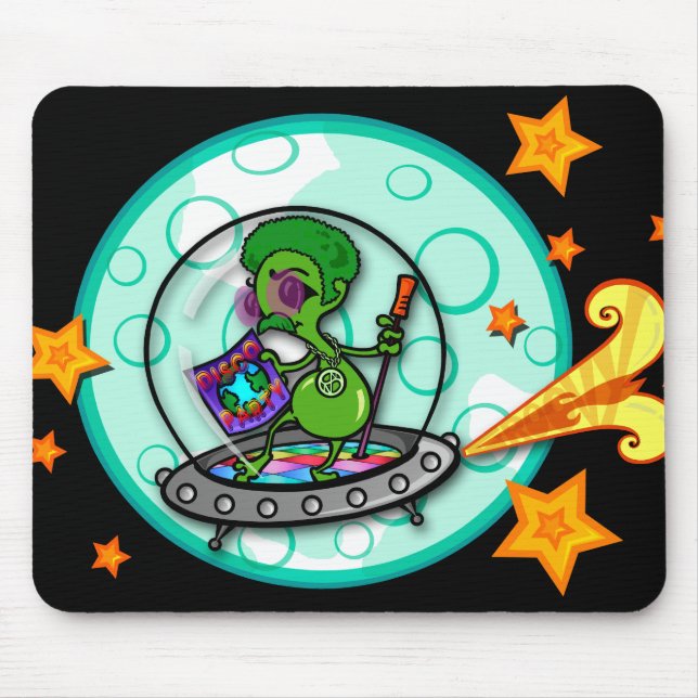 FUNNY DISCO ALIEN MOUSE PAD (Front)