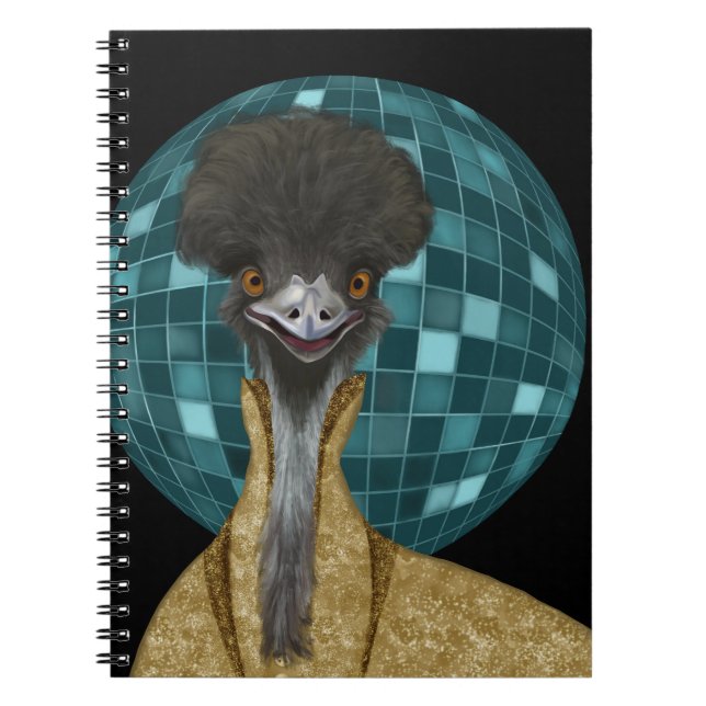 Funny Disco Emu Bird Notebook (Front)