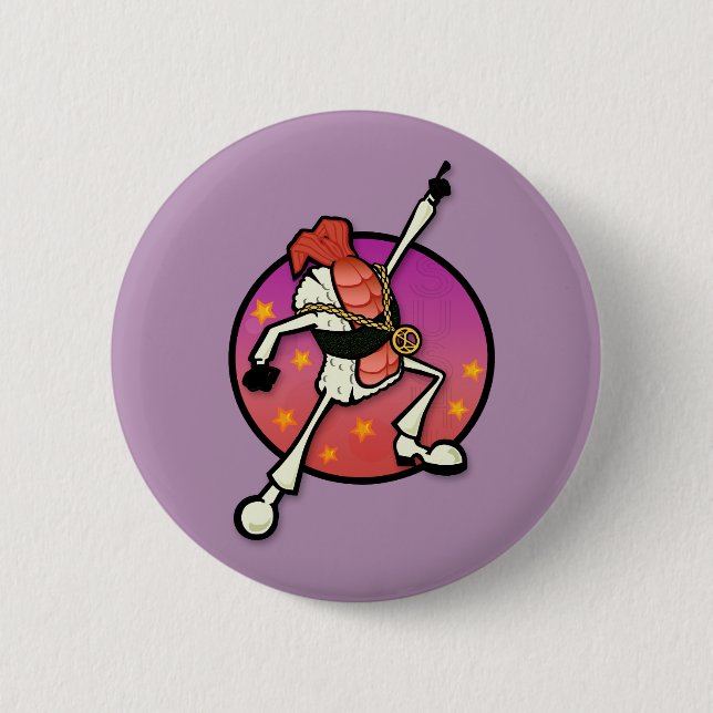 FUNNY DISCO SUSHI PIN BACK ROUND BUTTON (Front)