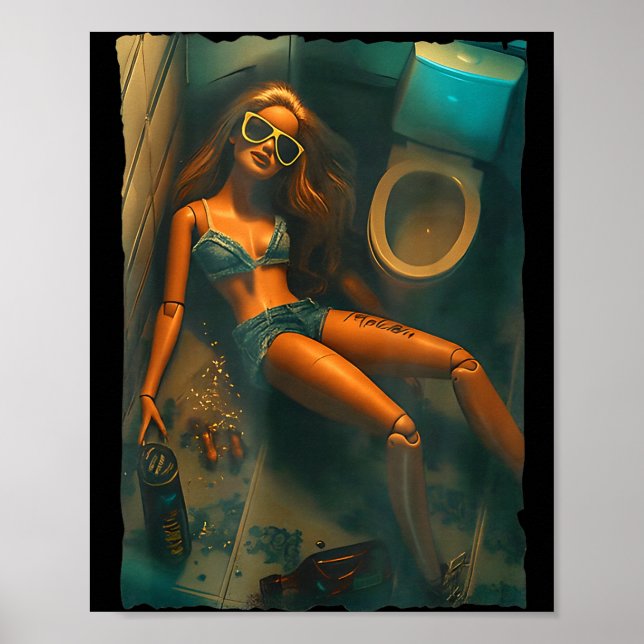 Funny Disgusting Doll Face Drinking Meme  Poster (Front)