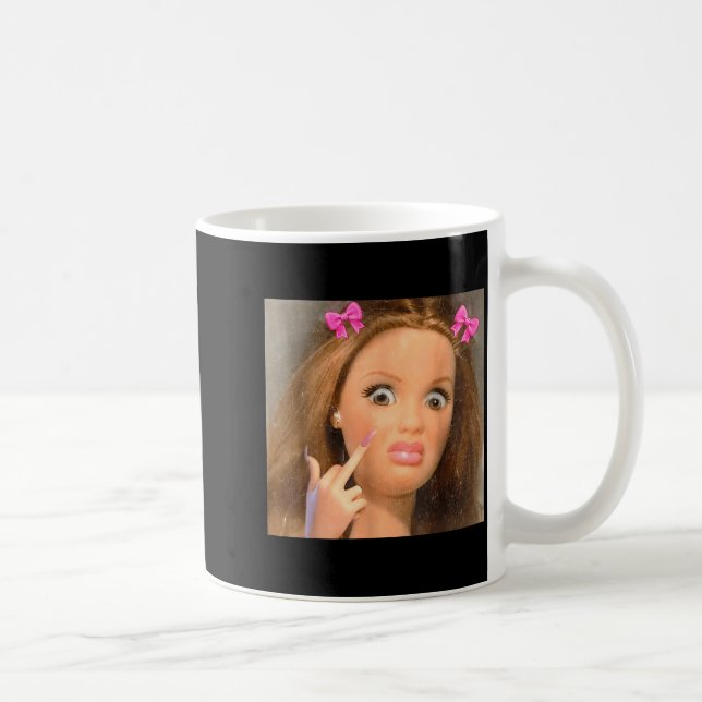 Funny Disgusting Doll Face Meme  Coffee Mug (Right)