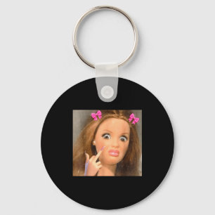 Funny Disgusting Doll Face Meme  Keychain