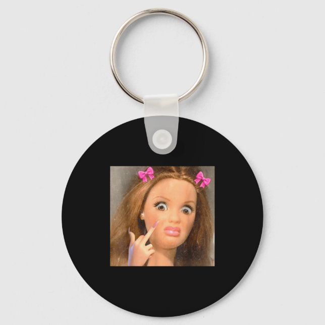 Funny Disgusting Doll Face Meme  Keychain (Front)