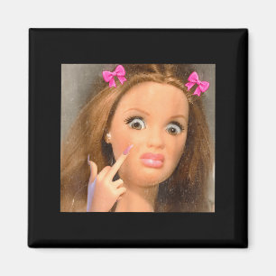 Funny Disgusting Doll Face Meme Magnet