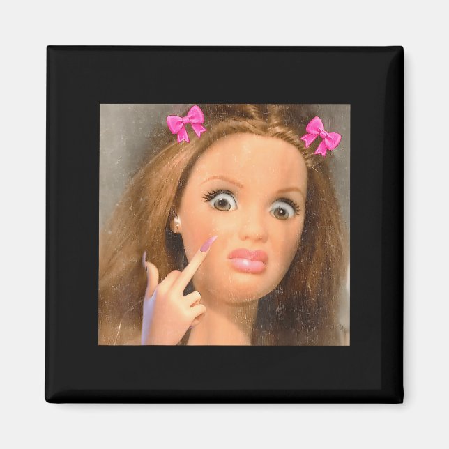 Funny Disgusting Doll Face Meme  Magnet (Front)