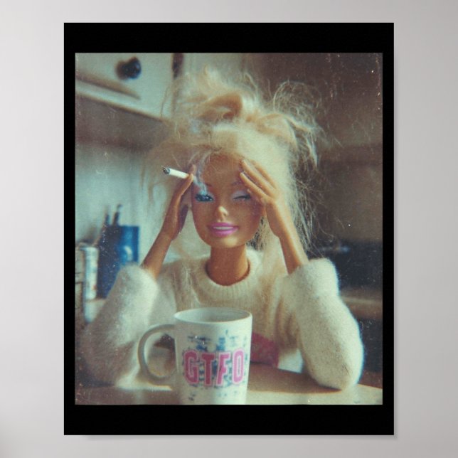 Funny Disgusting Doll Face Meme Smoking Sad Sarcas Poster (Front)