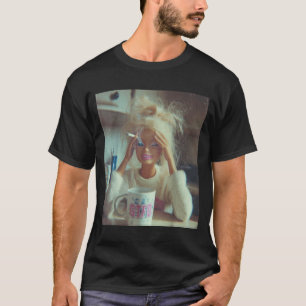 Funny Disgusting Doll Face Meme Smoking Sad Sarcas T-Shirt