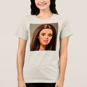 Funny Disgusting Doll face Meme  T-Shirt Tri-Blend Shirt