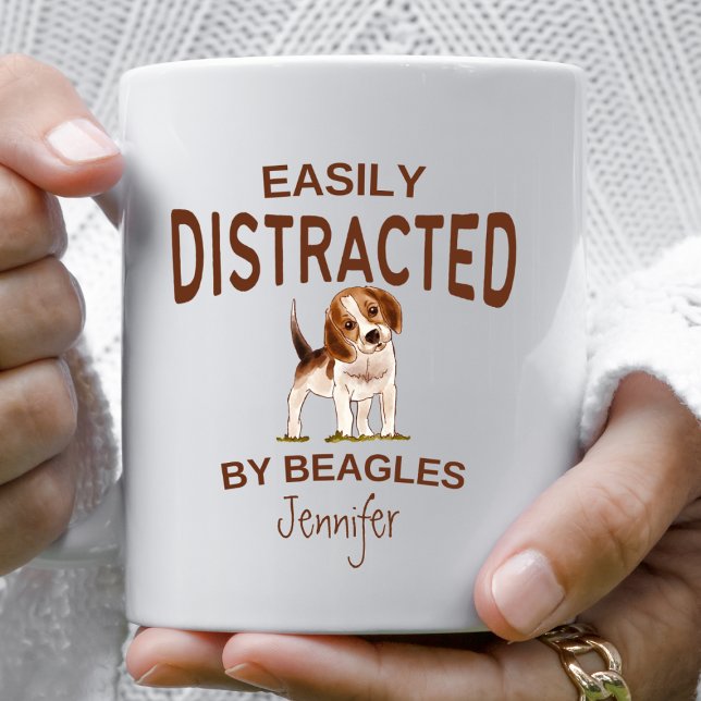 Funny Distracted by Beagles Personalized Coffee Mug (Creator Uploaded)