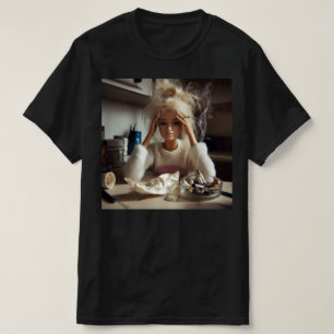 Funny Distressed Doll Face Meme Smoking Sarcastic T-Shirt