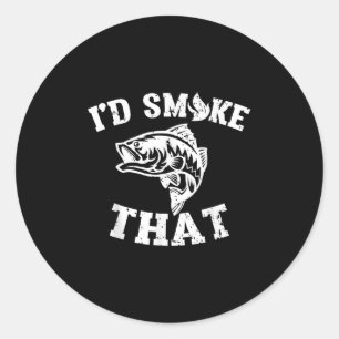 Funny Distressed Id Smoke That Fish Fillet Barbequ Classic Round Sticker