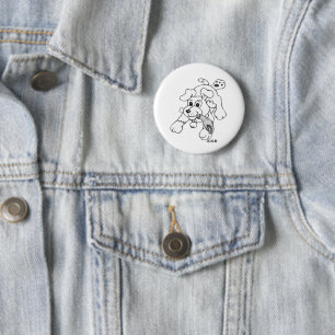 Funny Disturbing Charcoal Dog with Hand 2 Inch Round Button