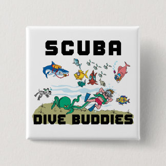 Funny Dive Buddy SCUBA Dive Buddy 2 Inch Square Button