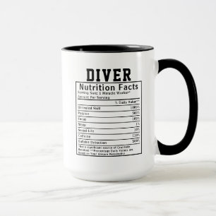 Funny Diver Nutrition Facts Underwater Gift Mug