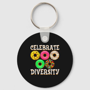 Funny diversity doughnut lover doughnut day melani keychain