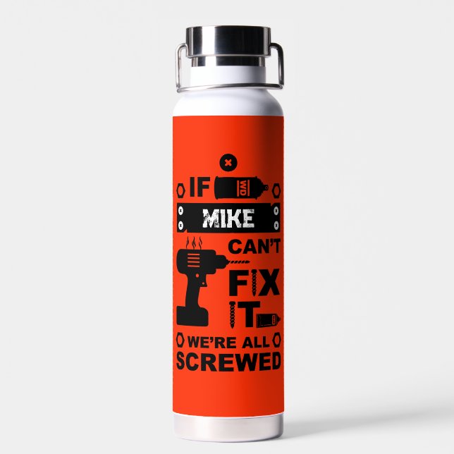 Funny DIY Fix It Repair Water Bottle (Back)