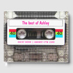 Funny DJ 80s Cassette Tape 40th Birthday guest Book<br><div class="desc">Funny DJ 80s Cassette Tape 40th Birthday. Celebrate your top milestones,  over the hill 40th birthday party with this funny 80s clear cassette tape with a vintage white label on both sides. Customize with your own text.</div>