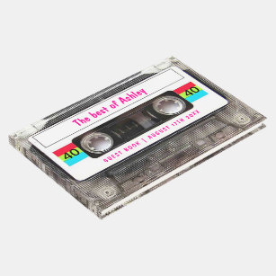 Funny DJ 80s Cassette Tape 40th Birthday guest Guest Book
