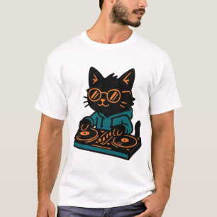 Funny DJ Black Cat T-Shirt