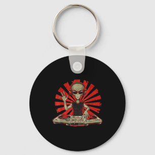Funny Dj Graphic Tee Music Lover Alien Dj Music Mi Keychain