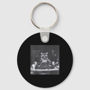 Funny Dj Raccoon House Party Sound Tech Music Tras Keychain