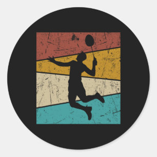 Funny Dminton Shuttle Vintage Retro For Men Women  Classic Round Sticker