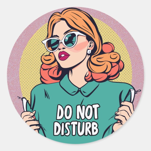 Funny Do Not Disturb Classic Round Sticker (Front)