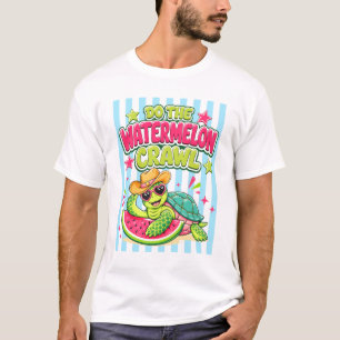 Funny Do The Watermelon Crawl Striped Turtle Summe T-Shirt