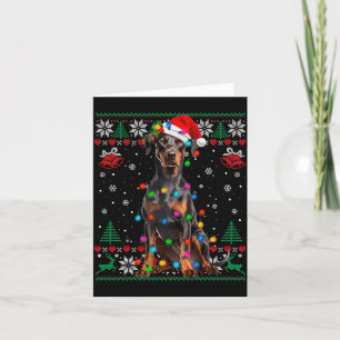 Funny Doberman Christmas Santa Hat Dog Ugly Sweate Card