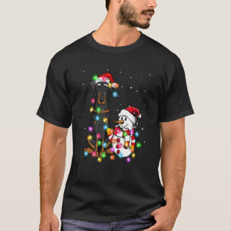 Funny Doberman Dog Christmas Tee Snowman Xmas Ligh
