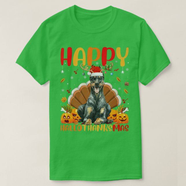 Funny Doberman Dog Lover Happy Doberman HelloThank T-Shirt (Design Front)
