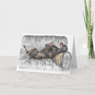 Funny Doberman on Sofa Card