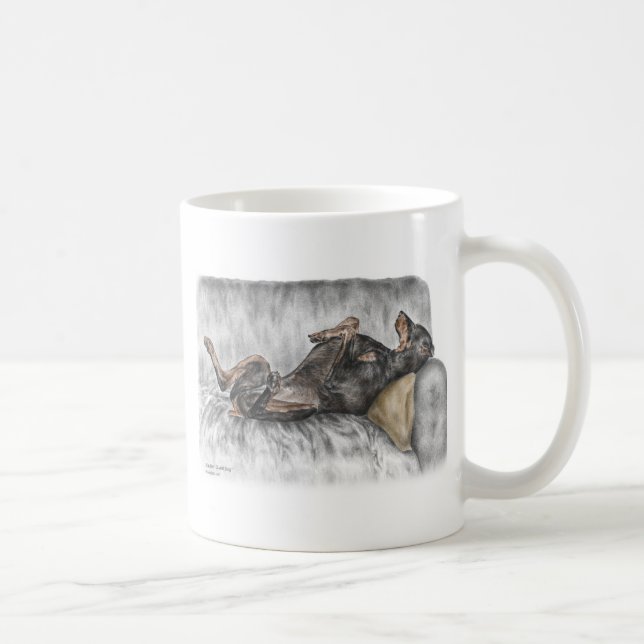 Funny Doberman on Sofa Coffee Mug (Right)