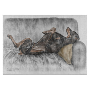 Funny Doberman on Sofa Cutting Board