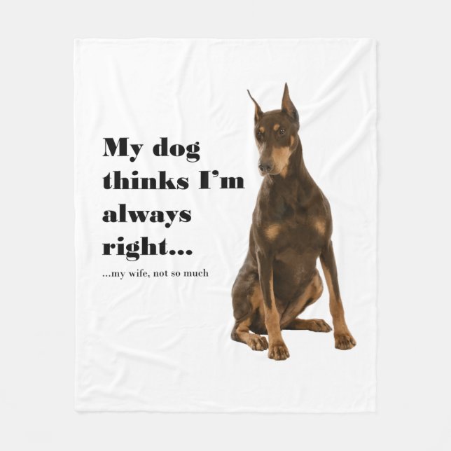 Funny Doberman v Wife Fleece Blanket (Front)
