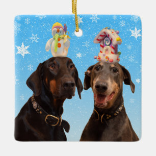 Funny Dobermans Christmas ornament