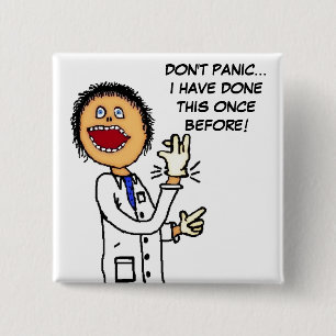 Funny Doctor Cartoon 2 Inch Square Button