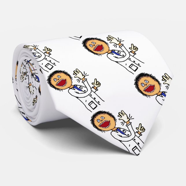 Funny Doctor Cartoon Tie (Rolled)