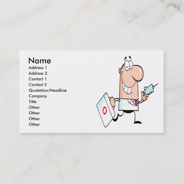 funny doctor doc on the run cartoon business card (Front)