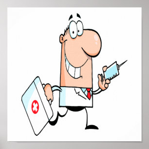 funny doctor doc on the run cartoon poster