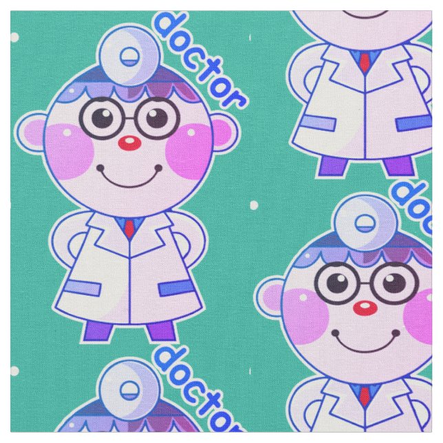 Funny doctor. Medicine. Green Fabric (Close Up)