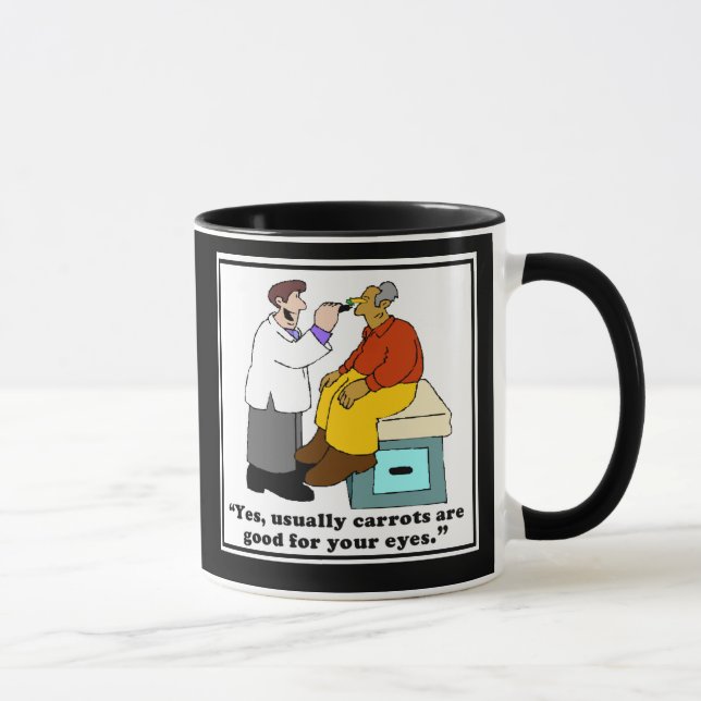 Funny Doctor Mug or Optometrist Mug - Carrot Comic (Right)