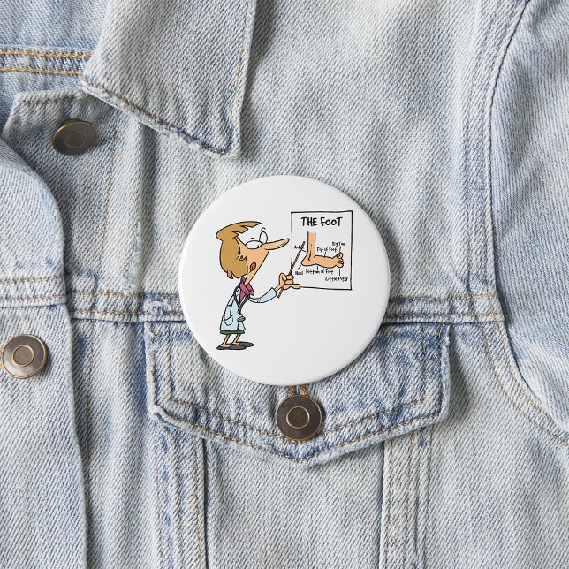 Funny Doctor Teaching Foot Anatomy 3 Inch Round Button (Creator Uploaded)