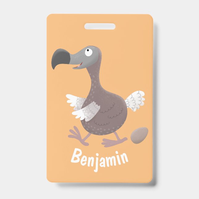 Funny dodo bird cartoon illustration badge (Front)